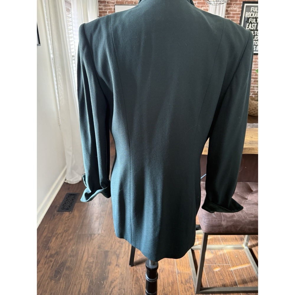 Christian Dior Vintage Green Blazer Size 12 Shoulder Pads Wool - Picture 3 of 5
